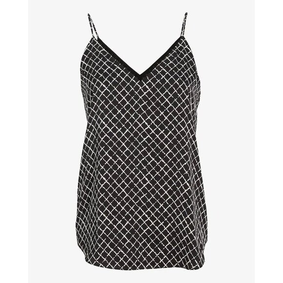 Express Women’s Printed V-Neck Downtown Cami Black Print Size XS NWT $44 - Picture 4 of 16